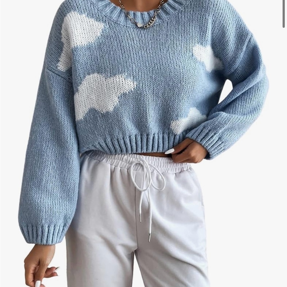 Amazon Blue and White Patterned Sweater